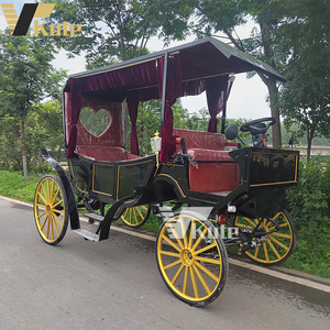 Chariot de tourisme électrique noir à double auvent, deux rangées de sièges en cuir marron, style rétro royal, en promotion - Product Image 3