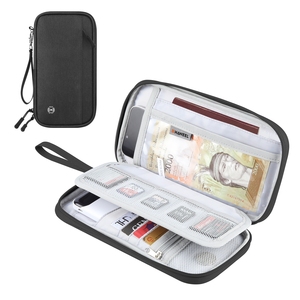 HAWEEL Bolso de mano Pasaporte Cartera Organizador de documentos Tarjetas DE CRÉDITO Estuche Bolsa (Negro) - Product Image 1