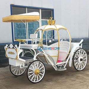 Horse Carriage Pink Color 4 Wheels Luxury Wedding Carriage <b>White</b> Pumpkin Carriage - Product Image 3