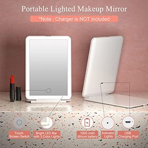<span class=keywords><strong>Miroir</strong></span> de maquillage de voyage à LED 3 couleurs Modes d'éclairage USB rechargeable <span class=keywords><strong>Miroir</strong></span> cosmétique de table portable à écran tactile pour le voyage - Product Image 4