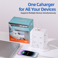 Multiprise tour 110V standard US, 8 prises, 4 USB-A, 2 USB-C PD à charge rapide, rallonge, station de charge pour la maison et le bureau