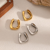 Boucles d'oreilles créoles vintage plaquées or, en acier inoxydable de haute qualité, géométriques carrées, bijoux pour femmes
