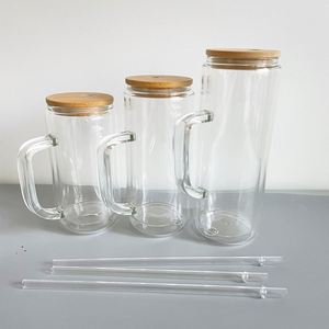 12Oz 15Oz 20Oz Transparent Snow Globe <b>Mug</b> With Handle Reusable Pre-Drilled Can Crystal Clear <b>Double</b> <b>Wall</b> Glass Tumbler - Product Image 3