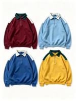 Sweat-shirt en coton pour homme, col zippé, coupe classique, pull-over décontracté sportif pour l'automne