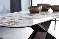 Ensembles de tables à manger, meubles italiens, style minimaliste, plateau en marbre de qualité supérieure, base en bois, fabrication sur mesure