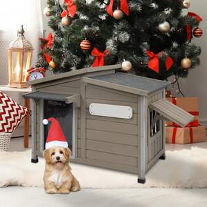 Büyük ahşap köpek kulübesi hava açık çiğnemek geçirmez kapalı demir çerçeve çıkarılabilir zemin ayarlanabilir pencere orta büyük köpekler - Product Image 1