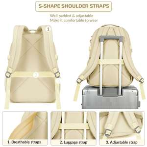 Water-Resistant Polyester <b>Backpack</b> with Multiple Pockets and Double Zipper Bag for Travel Outdoor College and Daily Use - Product Image 4