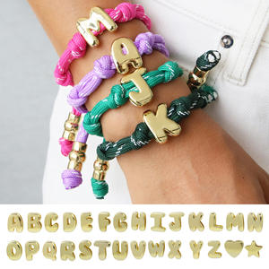 Collier en corde de chanvre électroplaqué pour femmes, design européen et américain, motif Dopamine, épais, multicolore, lisse, à bulles, avec 26 lettres anglaises - Product Image 3