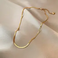 18k altın kaplama paslanmaz çelik ayarlanabilir düz yılan zincir kolye kadın