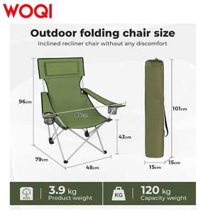 Chaise pliante d'extérieur Woqi en aluminium légère avec dossier inclinable pour jardin et camping, vert olive - Product Image 3