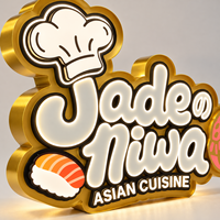 Lettres en relief 3D personnalisées en LED, enseigne de restaurant de cuisine asiatique, sushi, affichage LED rétroéclairé, panneau en acrylique PVC en mousse