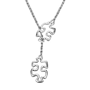 Collier en autiste plaqué argent, bijoux Vintage décontracté de haute qualité, Double pièces de <span class=keywords><strong>Puzzle</strong></span>, pendentif en croix ajustable - Product Image 1