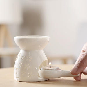 Lampe chauffante aux huiles essentielles porte-bougie de combustion ménage personnalisé céramique blanche aromathérapie petit poêle piédestal - Product Image 3