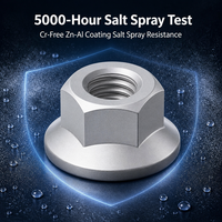Écrou à bride sans chromate Dacromet pour usage marin, revêtement résistant aux 1500 heures de pulvérisation de sel, vente en gros d'usine, fournisseur de fixations