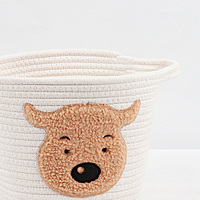 Panier en corde de coton blanc avec chaussettes autocollantes pour veaux animaux Poubelle de rangement de bureau en polyester tissé pour vêtements pour enfants Articles pour bébés