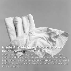 Trapos de Limpieza Industriales de Algodón Reciclado 100% Grado A, Blancos, Absorbentes de Agua y Aceite, Suaves para Uso Marino - Product Image 2