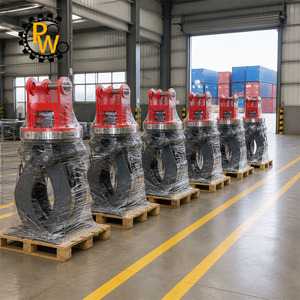 360 °   Grappin rotatif hydraulique à couple élevé pour la préhension de pierres avec doubles mâchoires fixes en acier pour excavatrice CAT de 12 à 16 tonnes - Product Image 1