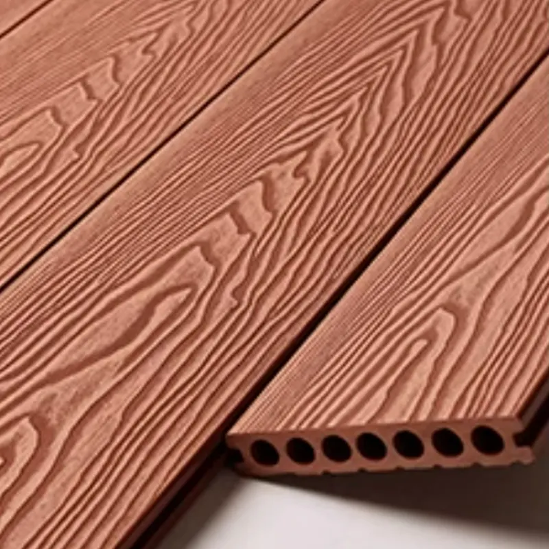 Wpc Decking Plancher en bois de teck Bois Plastique Composite 3D Grain en relief Plancher de jardin extérieur 140x25mm