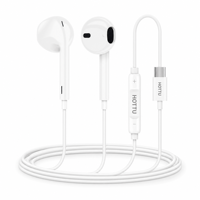 Écouteurs intra-auriculaires blancs non isolants phoniquement, non étanches, avec contrôle du volume pour les trajets, les réunions, les études et les appels