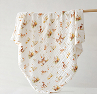 Couverture d'emmaillotage pour bébé en mousseline 100% coton à 6 couches, impression numérique, réversible, couverture de bain, couverture pour tout-petit