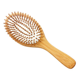 Oem anti-statik Detangling sağlık masaj hava yastığı Logo ahşap bambu saç fırçaları ile tarak ahşap saç fırçası - Product Image 3