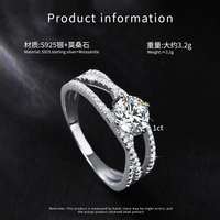 Bague pour femme en argent S925, testée et certifiée, motif Trois Vies Trois Mondes, sertie d'un Moissanite 1 carat, pour fiançailles, mariage et alliance