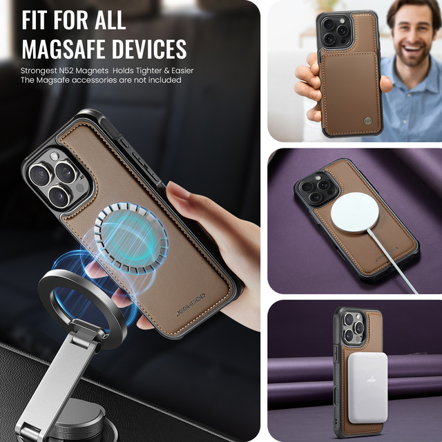 Hot Selling Luxury 2-in-1 Magnetic Leather Wallet Phone Case with Card Holder for iPhone Pro Max Wireless Charging