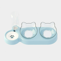 Mangeoire automatique 2 en 1 pour animaux de compagnie | Bols à double oreille pour chat avec distributeur d'eau | Ensemble de bols à nourriture et à eau mignons pour chats et chiens