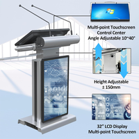 Pupitre de conférence intelligent en aluminium à hauteur réglable avec double écran, podium électronique, chaire d'église, estrade