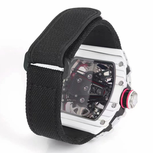 Reloj Mecánico de Lujo para Hombre, Modelo Rm Skeleton, Caja de Fibra de Carbono, Movimiento Visible, Correa de Nylon Negra, Deportivo y Elegante - Product Image 6