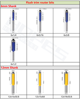 Brocas de Fresado de Carburo de 6 mm con Vástago para Trabajar la Madera, Brocas de Fresado con Rodamiento Superior para Grabar y Tallar Madera