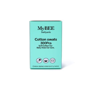 Cotons-tiges MyBEE 300 pièces en coton doux pour le soin des oreilles et du nez des bébés - Product Image 2