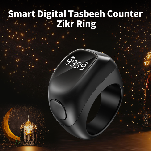 2024 New Muslim Islamic OEM Electronic Zikir Ring Counter Digital Azan Clock Tasbeeh Tasbih Smart Zikr Ring