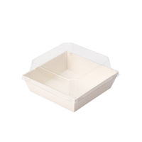 Boîtes d'emballage personnalisées en kraft marron et blanc avec couvercles transparents sécurisés, étanches, jetables, avec pelliculage mat pour bases de sushi