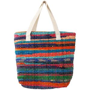 Indian Handloom Ladies Tote Bags Durable Lavable Peso ligero con cierre de cremallera Forro de algodón Suministrado directamente Tejedores de mano - Product Image 1