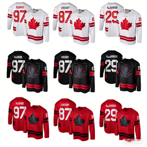 Maillot de hockey sur glace Canada rouge, noir et blanc pour hommes 25-26, broderie 97 <span class=keywords><strong>Connor</strong></span> McDavid, 8 Cale et Makar, 29 Nathan et MacKinnon - Product Image 1