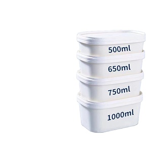 500/650/750/1000ml Weißes Einweg papier Rechteckige Schüssel Lebensmittel qualität Lebensmittel behälter - Product Image 1