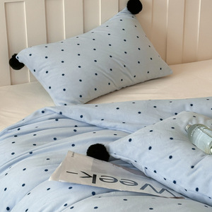 Polka Dot Milk Pom Pom Four Piece Bedding Set Coral Fleece <b>Fitted</b> <b>Sheet</b> <b>Single</b> Double Size Breathable Home Use - Product Image 5