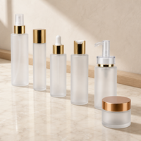 Bouteille et pot en verre givré avec logo personnalisé, flacon pompe pour lotion, flacon de maquillage, emballage cosmétique, conteneur 120ml 100ml 40ml 50g 30g