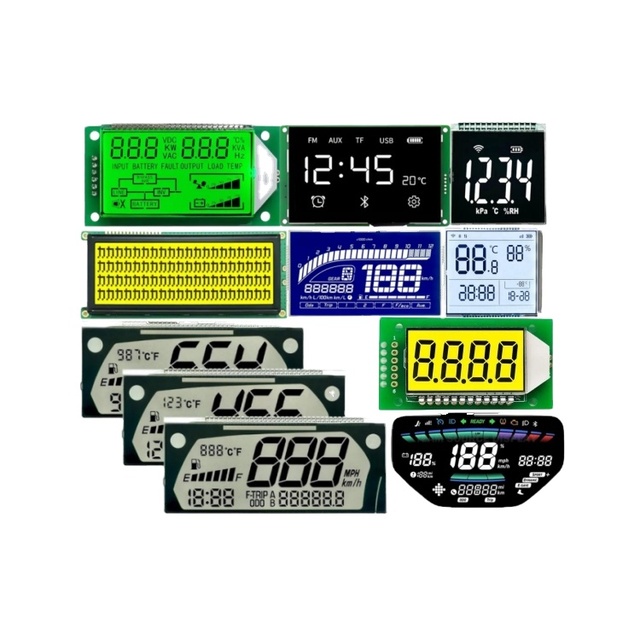 Factory Custom TN STN FSTN HTN Blue Red Grey 7 Segment LCD Display Dashboard with Superior Mounted Digital LED Backlight Modules