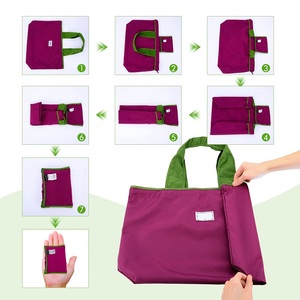 Sac fourre-tout pliable réutilisable en polyester Oxford, grande capacité, écologique, avec cordon de serrage, personnalisé en usine au Vietnam - Product Image 3