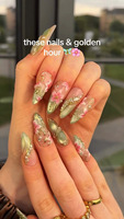 Échantillons gratuits, personnalisation de marque, ensemble complet de faux ongles de luxe 3D en forme de fleur, talons hauts, styles aléatoires disponibles.