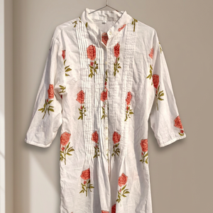 Robe mi-longue en coton indien tissé, imprimée à la main et à la numérique, style Sweet Woven - Product Image 2