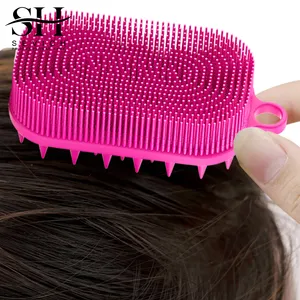 Penjualan terlaris kustom 100% sikat pemijat kulit kepala rambut silikon lunak portabel Mini perlindungan lingkungan silikon