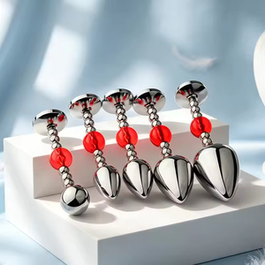 Trainer Anal Plug Aluminum Alloy Butt Plug with Red Gem Base Prostate Stimulation <b>Dildo</b> for Adult Couple Pleasure Sex Toy - Product Image 1