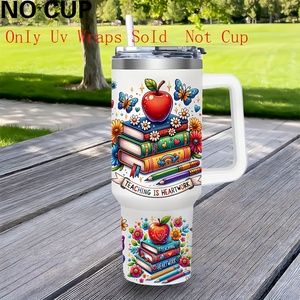 Juego de Papel de Transferencia UV Impermeable y Escribible de la Serie Best Teacher Pattern para Vasos, Botellas y Tazas de 40 oz - Product Image 1