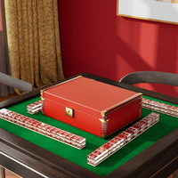 China Majiang Custom Luxus Mahjong Set und Verpackung Leder Box Anzug Fall Set Majiang Box Majiang Set Mahjong Geschenk