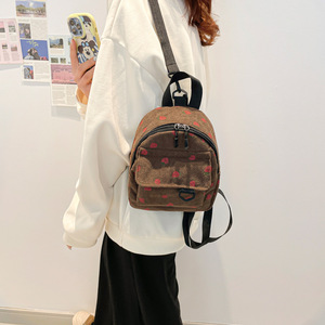 Túi đi học ngoại hình cao cấp bằng vải nhung kẻ Ba lô nhỏ cho nữ sinh Đại Học nữ sinh Thiểu Số - Product Image 3