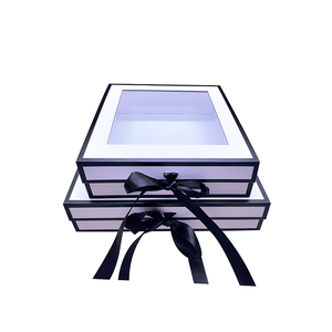 Wholesale custom magnetic flat folding paper packaging gift box with clear pvc window