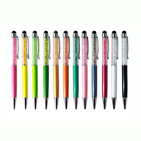 Mode beauté logo personnalisé promotionnel de haute qualité stylo à bille de cristal en métal avec stylet à écran tactile
